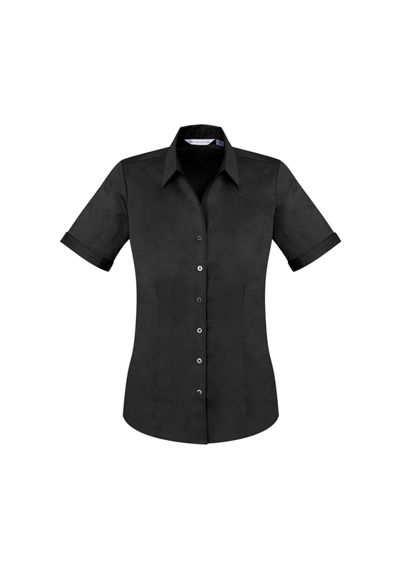 Monaco Cotton Stretch Short Sleeve Shirt - Women - Black
