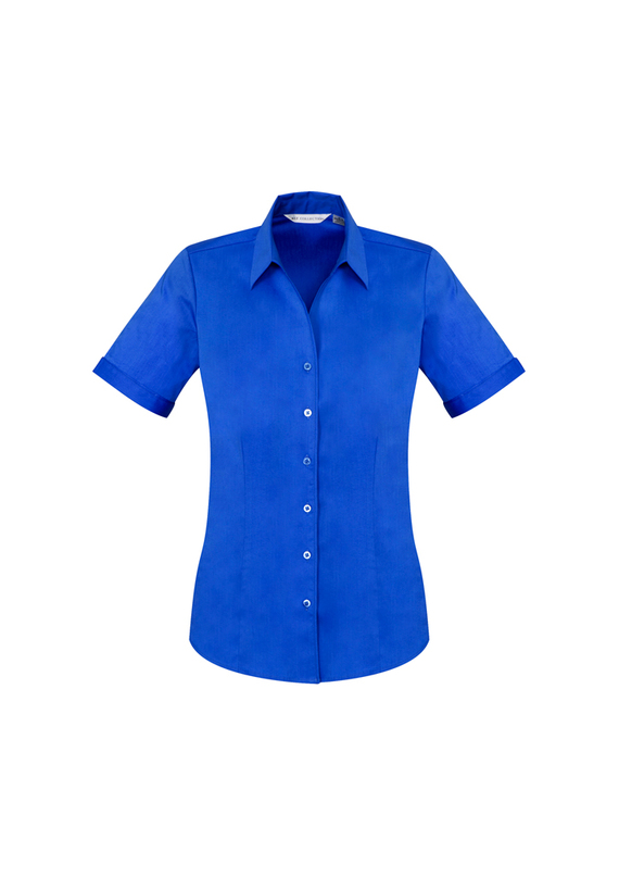 Monaco Cotton Stretch Short Sleeve Shirt - Women - Electric Blue