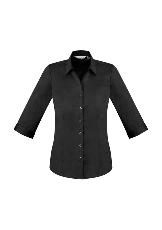 Monaco Cotton Stretch 3/4 Sleeve Shirt - Women - Black