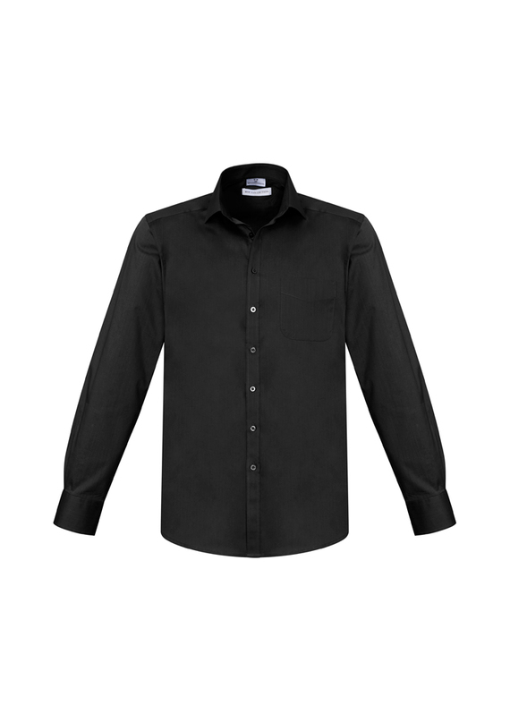 Monaco French Style Cotton Stretch Shirt Long Sleeve - Men - Black