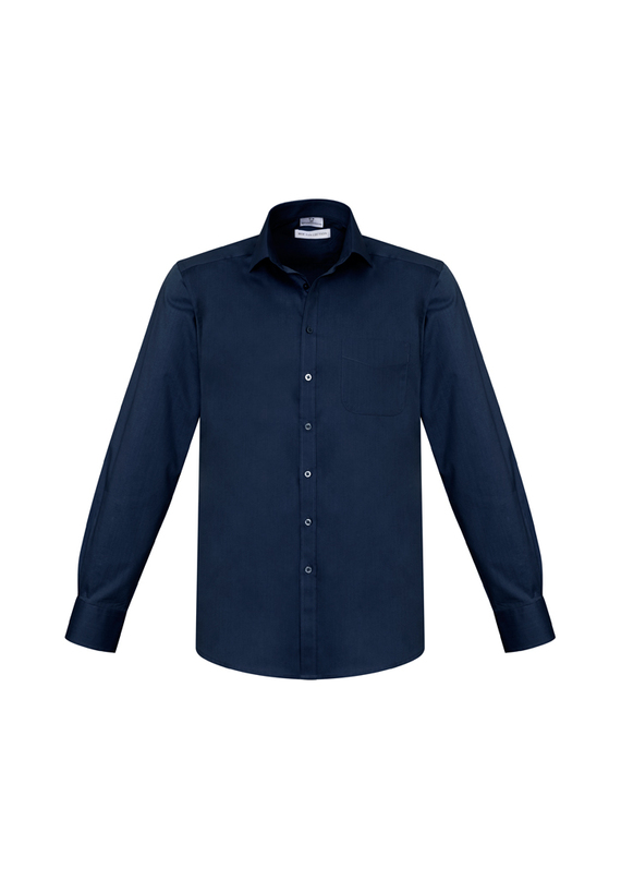Monaco French Style Cotton Stretch Shirt Long Sleeve - Men - Ink