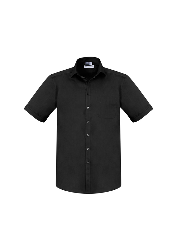 Monaco Cotton Stretch Short Sleeve Shirt - Men - Black