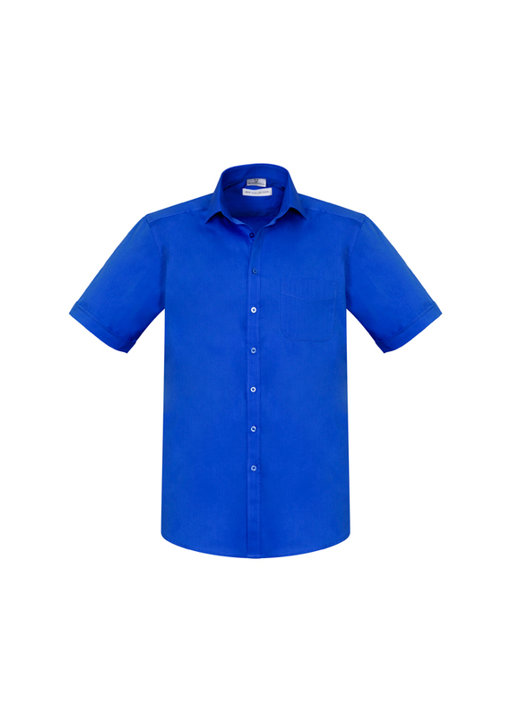 Monaco Cotton Stretch Short Sleeve Shirt - Men - Electric Blue