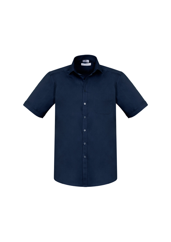 Monaco Cotton Stretch Short Sleeve Shirt - Men - Ink