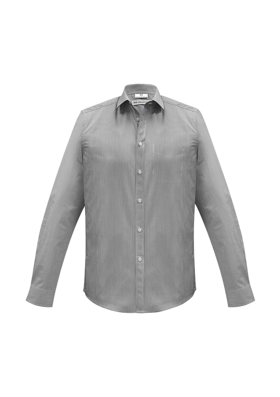 Euro Easy Care, Fine Stripe Long Sleeve Shirt - Men - Black