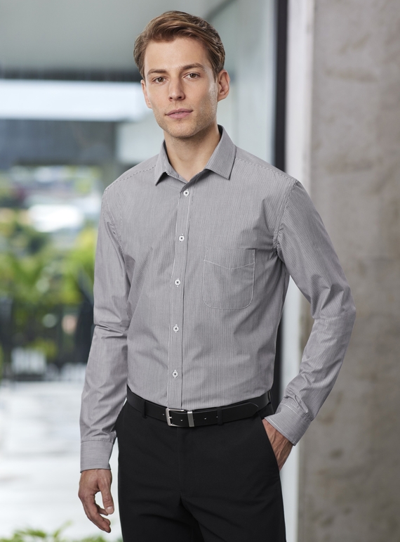 Euro Easy Care, Fine Stripe Long Sleeve Shirt - Men