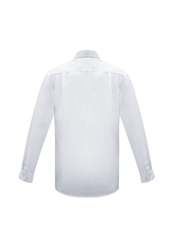 Euro Easy Care, Fine Stripe Long Sleeve Shirt - Men - Back View