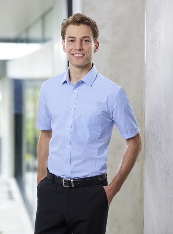 Euro Easy Care, Fine Stripe Short Sleeve Shirt - Men