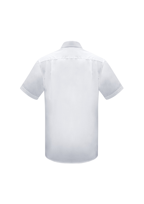 Euro Easy Care, Fine Stripe Short Sleeve Shirt - Men - Back View