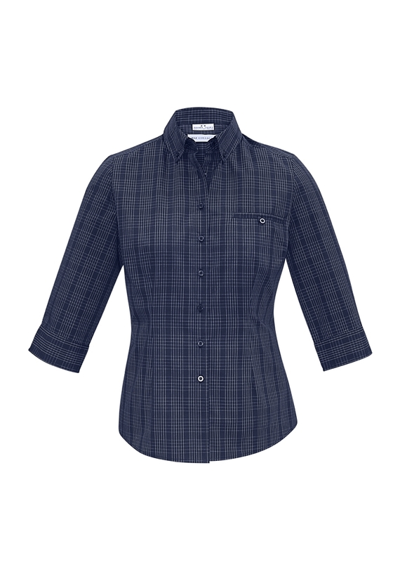 Harper 3/4 Sleeve Check Shirt - Women - Ink/Silver
