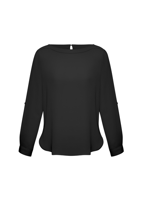 Madison Boatneck Mechanical Stretch Top - Women - Black