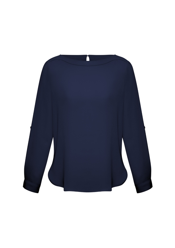 Madison Boatneck Mechanical Stretch Top - Women - Midnight Blue