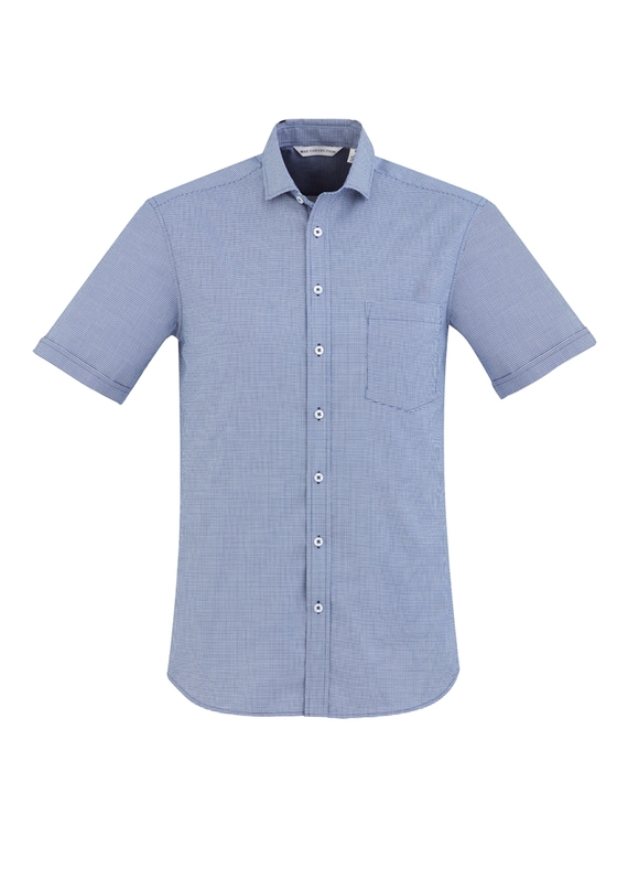 Short Sleeve Cotton-Rich Jagger Shirt - Men - French Blue