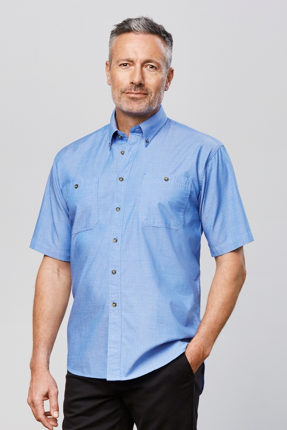 Mens Short Sleeve Chambray Shirt - The Uniform Centre