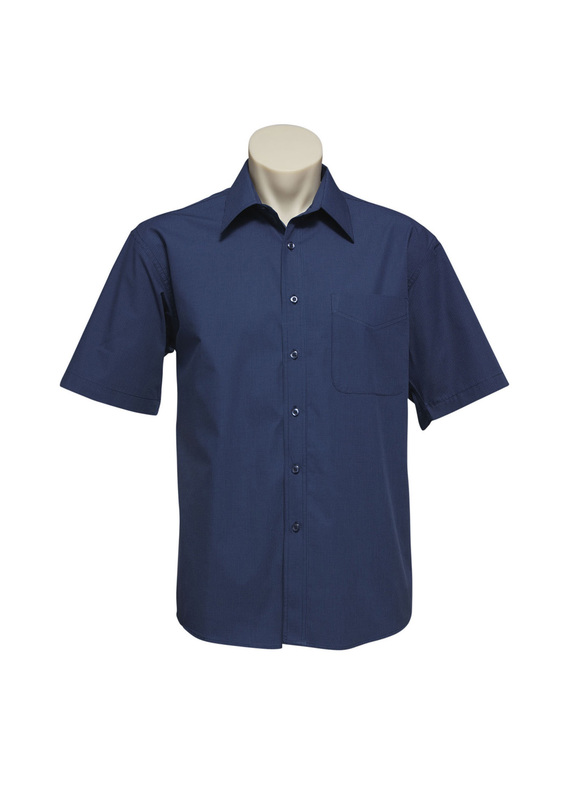 Short Sleeve  Micro Check Shirt - Men - Navy