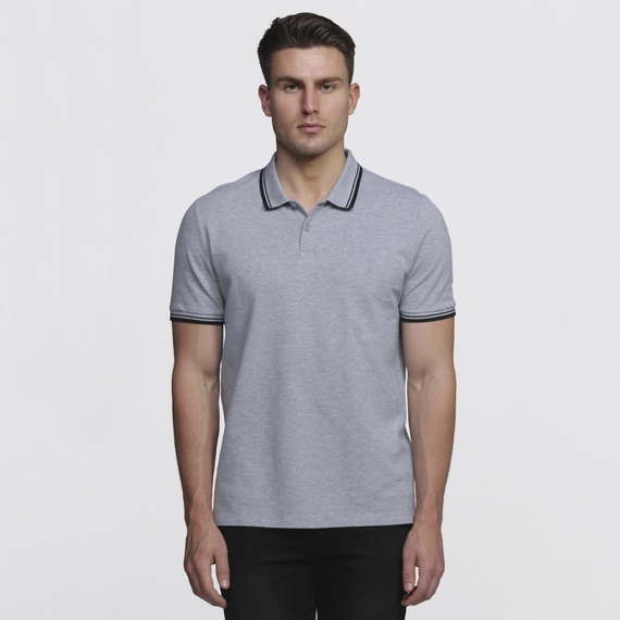 Stanton 100% Cotton Polo Shirt - Men - Grey Marle/Black