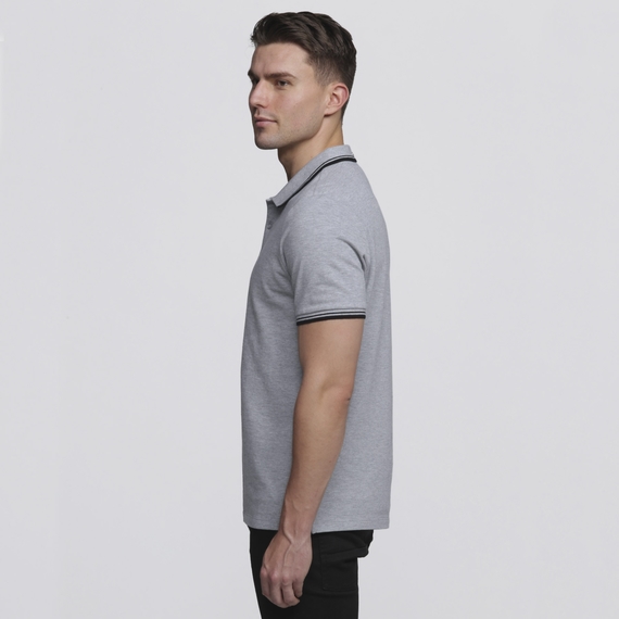 Stanton 100% Cotton Polo Shirt - Men - Grey Marle/Black