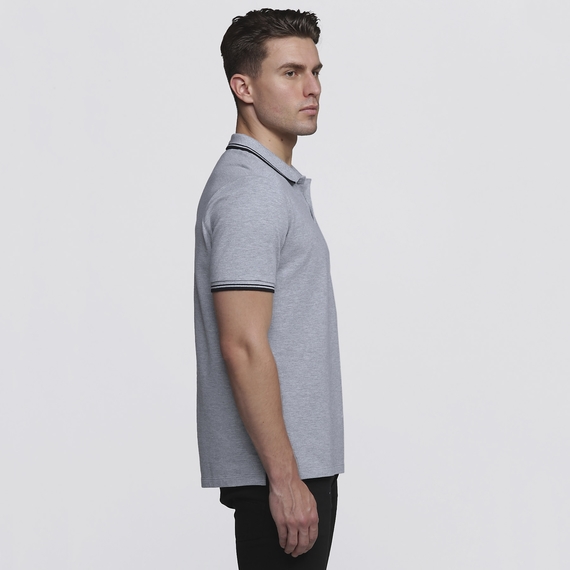 Stanton 100% Cotton Polo Shirt - Men - Grey Marle/Black