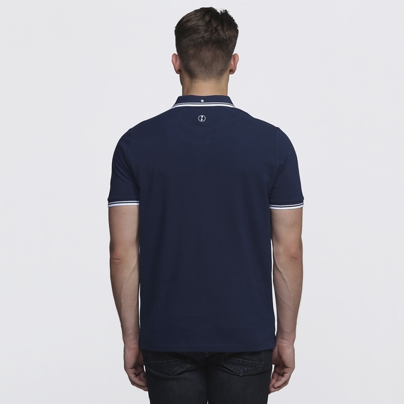 Stanton 100% Cotton Polo Shirt - Men - Navy/White