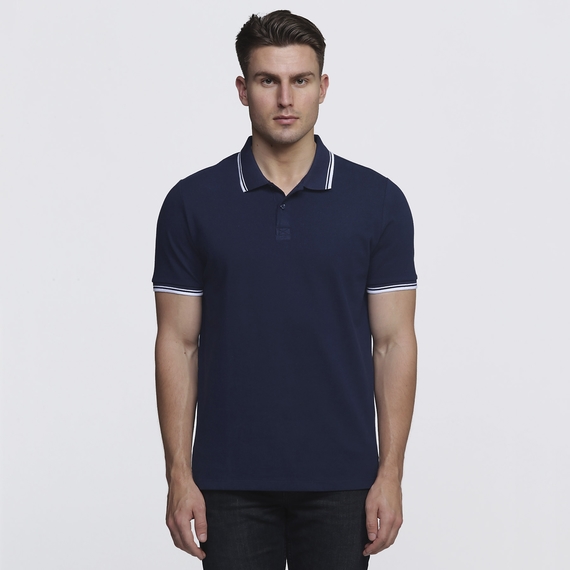 Stanton 100% Cotton Polo Shirt - Men - Navy/White
