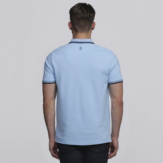 Stanton 100% Cotton Polo Shirt - Men - Sky/Navy