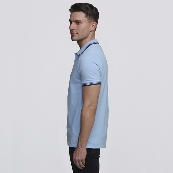 Stanton 100% Cotton Polo Shirt - Men - Sky/Navy