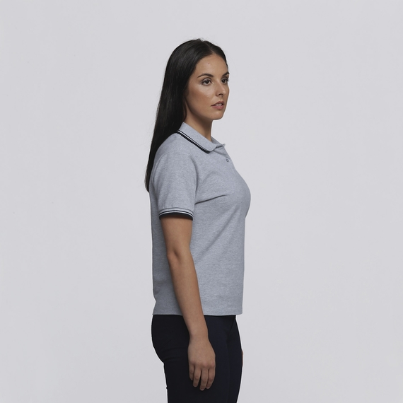 Stanton 100% Cotton Polo Shirt - Women - Grey Marle/Black