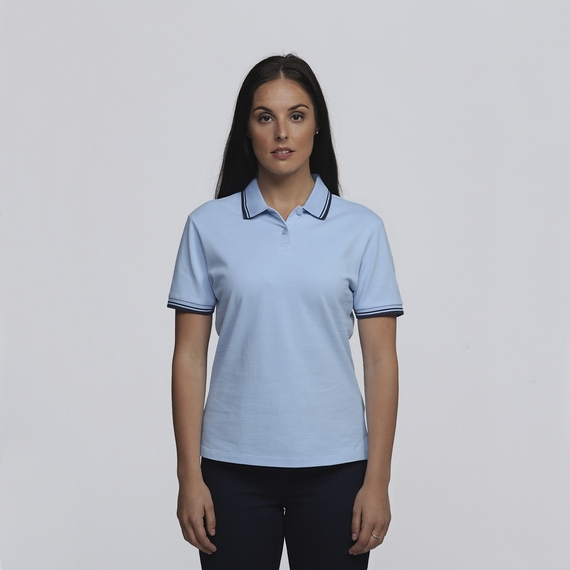 Stanton 100% Cotton Polo Shirt - Women - Sky/Navy