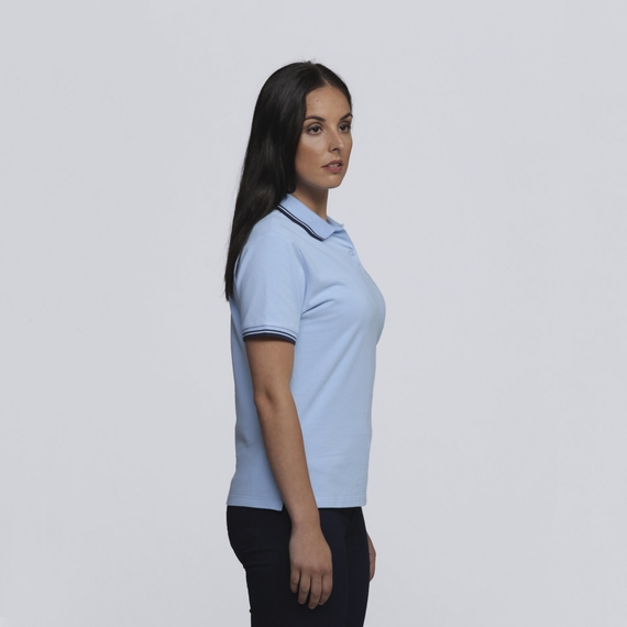 Stanton 100% Cotton Polo Shirt - Women - Sky/Navy