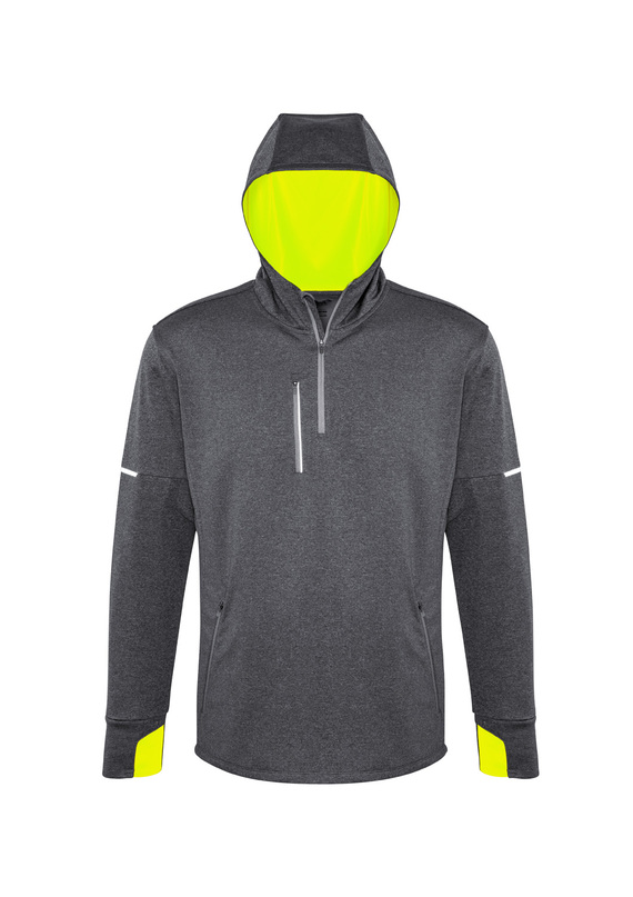 Pace Breathable Warm Up Hoodie - Men - Grey/Fluoro Yellow