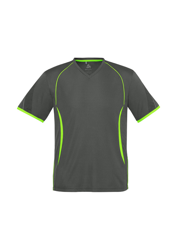 Razor BIZ COOL V-Neck Tee - Men - Grey/Fluoro Lime