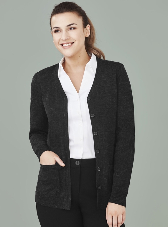 V Neck Button Front Cardigan - Women