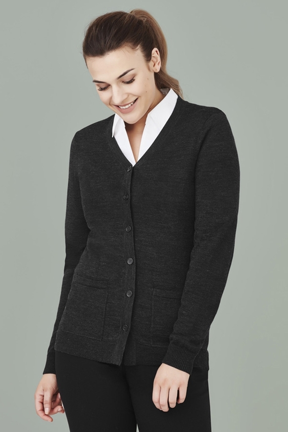 V Neck Button Front Cardigan - Women