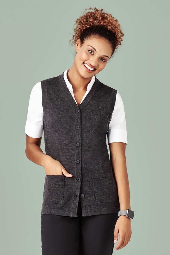 Sleeveless Vest with Button Front - Women