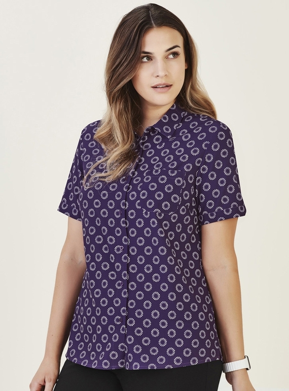 Florence Daisy Print Short Sleeve Shirt - Women