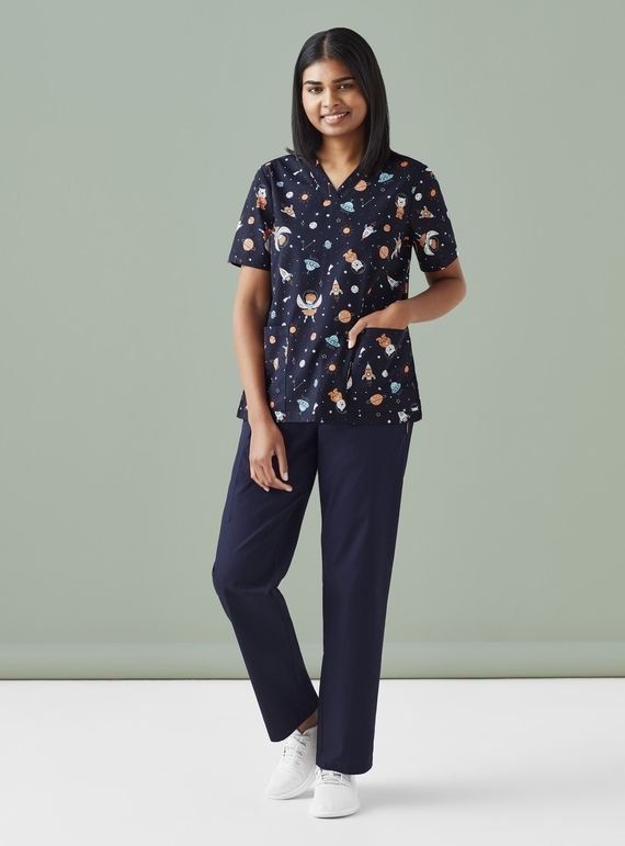Space Party Scrub Top - Women