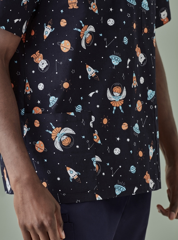 Space Party Scrub Top - Men - Space party