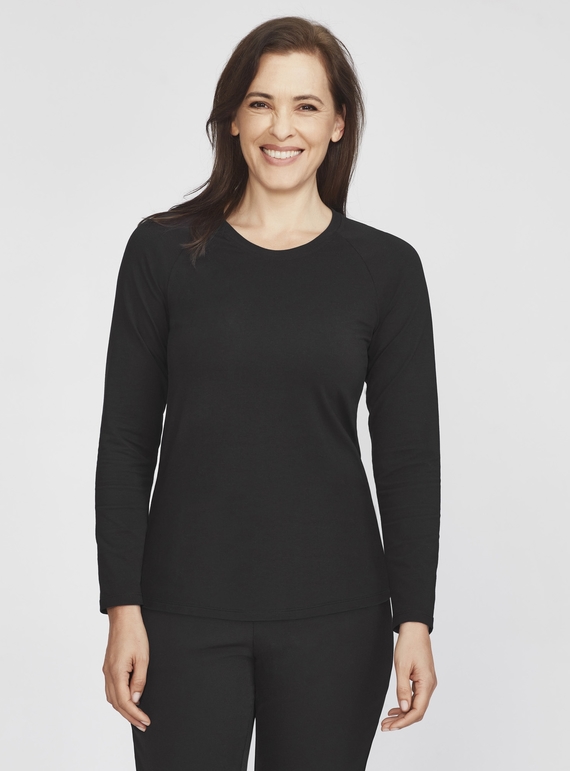 Performance Cotton Long Sleeve Tee - Women - Black