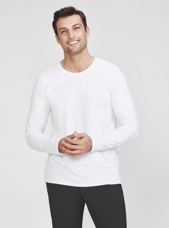 Performance Cotton Long Sleeve Tee - Men - White