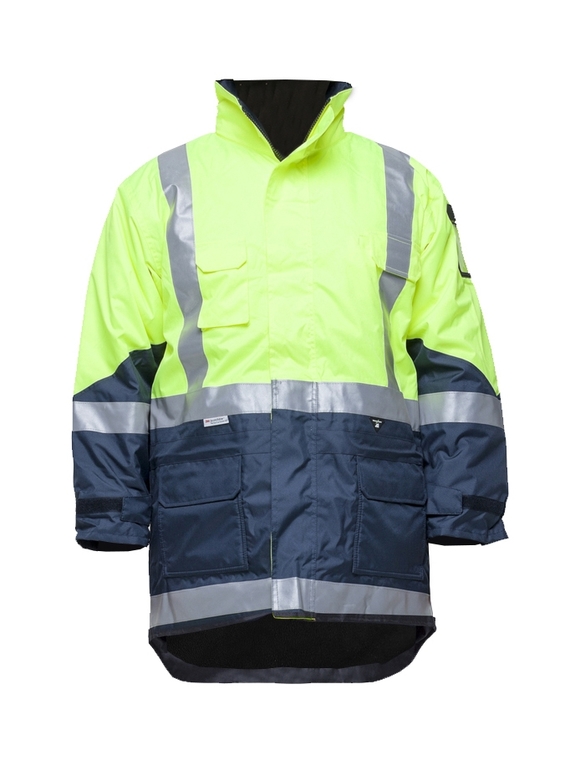 Hi Vis 2-Way Cyclone Day/Night Jacket - Quilted Lining - Yellow/Navy