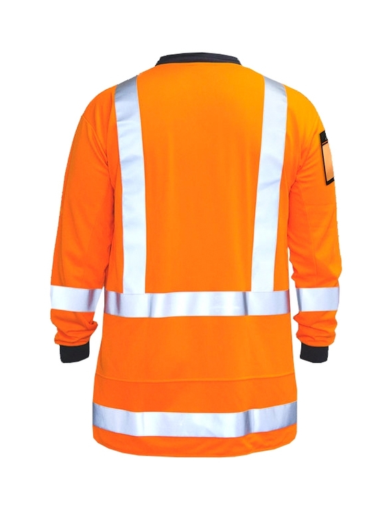 Hi Vis Long Sleeve Rugger Polo Shirt - Back