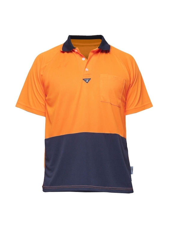 Hi Vis Raglan Polo Shirt - Orange/Navy