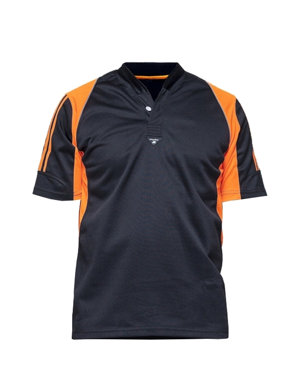 Hi Vis Rugger Standard Fit Polo Shirt - Black/Orange