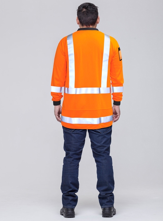 Hi Vis Long Sleeve Rugger Polo Shirt