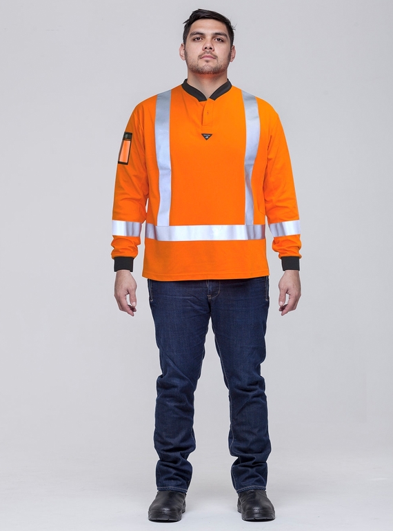 Hi Vis Long Sleeve Rugger Polo Shirt