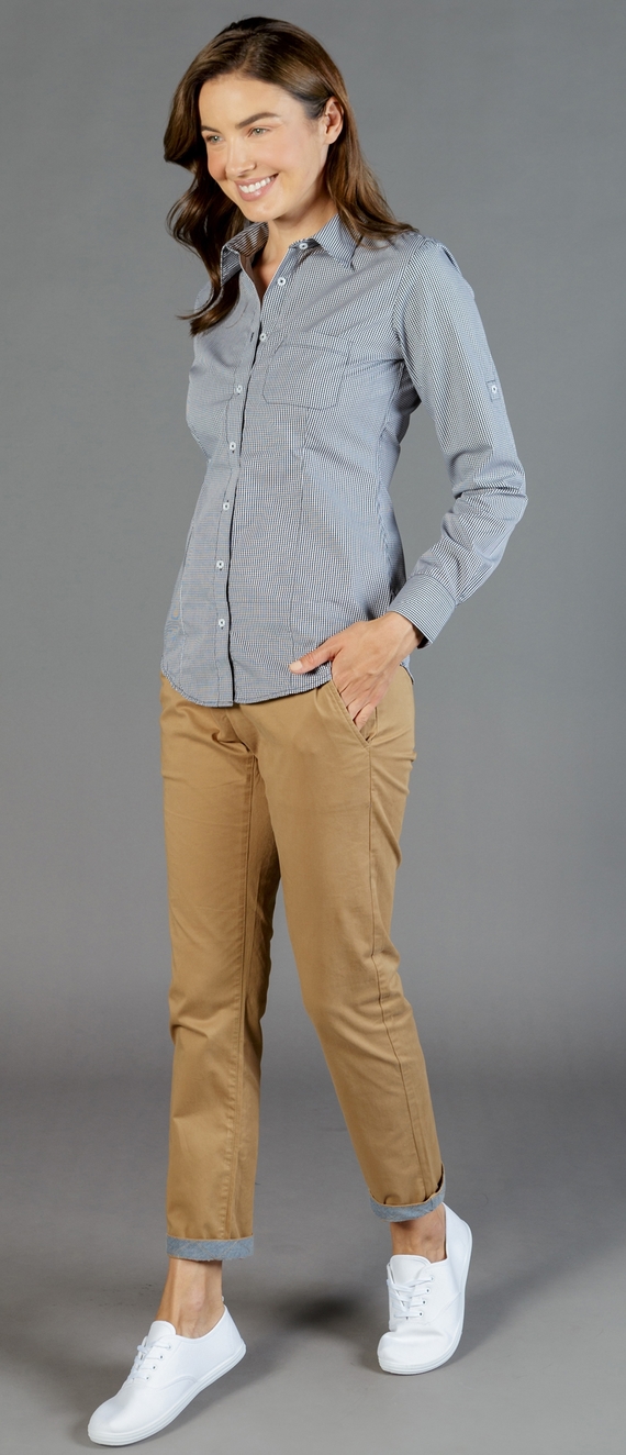 Westgarth Gingham Long Sleeve Slim Fit Shirt - Women - Pair with Napier Chino