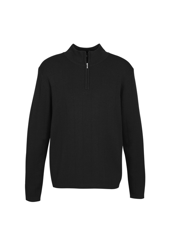1/2 Zip Wool-Rich Merino Pullover - Men - Black