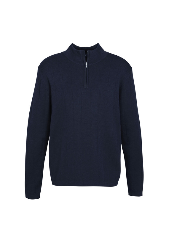 1/2 Zip Wool-Rich Merino Pullover - Men - Navy