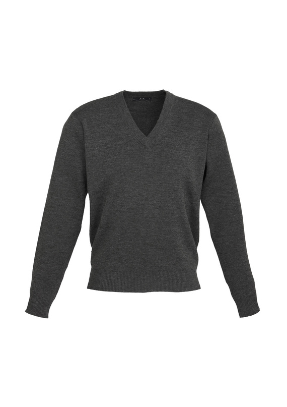 V-Neck Wool Mix Jersey - Men - Charcoal