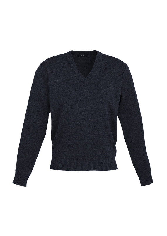 V-Neck Wool Mix Jersey - Men - Navy